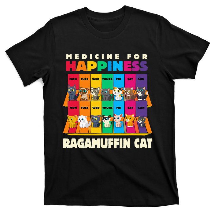 Medicine For Happiness Ragamuffin Cat Funny Ragdoll Cat T-Shirt