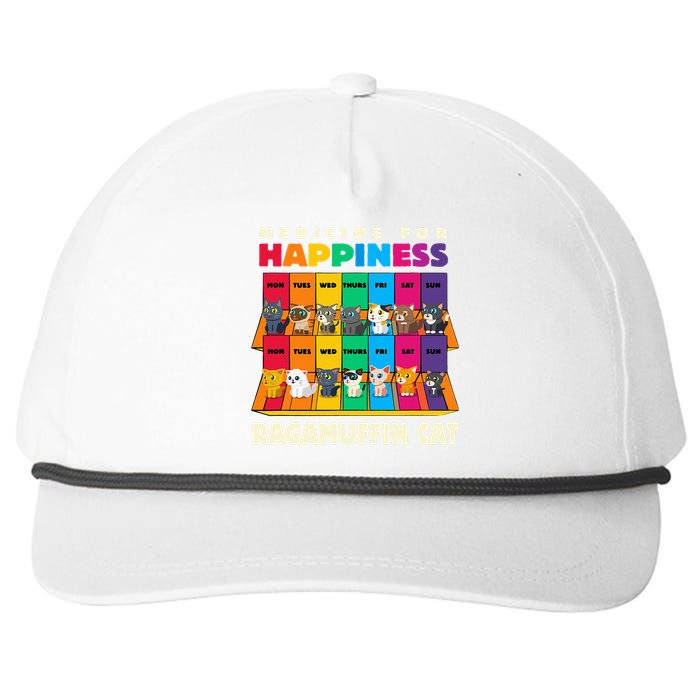 Medicine For Happiness Ragamuffin Cat Funny Ragdoll Cat Snapback Five-Panel Rope Hat