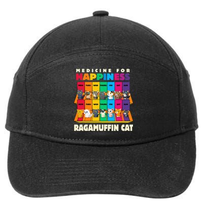 Medicine For Happiness Ragamuffin Cat Funny Ragdoll Cat 7-Panel Snapback Hat