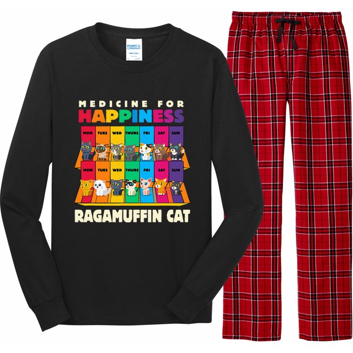 Medicine For Happiness Ragamuffin Cat Funny Ragdoll Cat Long Sleeve Pajama Set