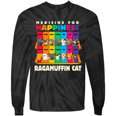 Medicine For Happiness Ragamuffin Cat Funny Ragdoll Cat Tie-Dye Long Sleeve Shirt