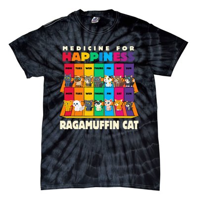 Medicine For Happiness Ragamuffin Cat Funny Ragdoll Cat Tie-Dye T-Shirt