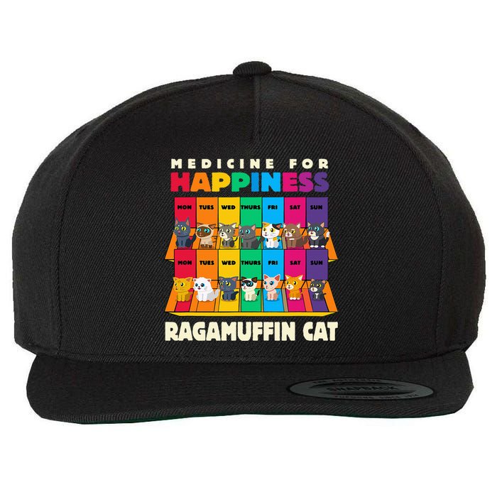 Medicine For Happiness Ragamuffin Cat Funny Ragdoll Cat Wool Snapback Cap