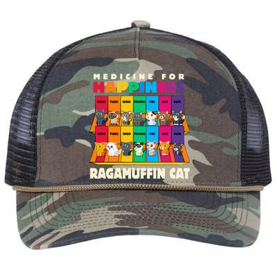 Medicine For Happiness Ragamuffin Cat Funny Ragdoll Cat Retro Rope Trucker Hat Cap