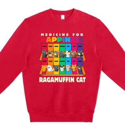 Medicine For Happiness Ragamuffin Cat Funny Ragdoll Cat Premium Crewneck Sweatshirt