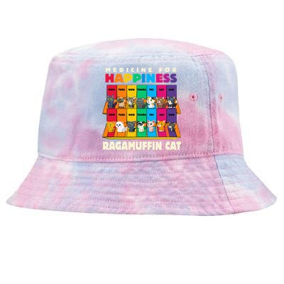 Medicine For Happiness Ragamuffin Cat Funny Ragdoll Cat Tie-Dyed Bucket Hat