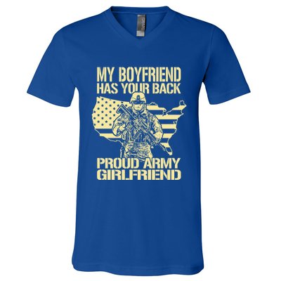 My Friend Has Your Back Proud Army Friend Lover Gift Funny Gift V-Neck T-Shirt