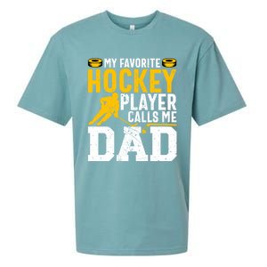 My Favorite Hockey Player Calls Me Dad Funny Ice Hockey Dad Gift Sueded Cloud Jersey T-Shirt