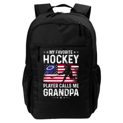My Favorite Hockey Player Calls Me Grandpa American Flag Gift Backpack