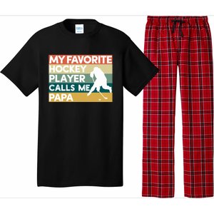 My Favorite Hockey Player Calls Me Papa Fathers Day Gift Cute Gift Pajama Set