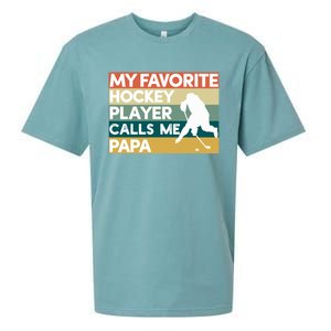 My Favorite Hockey Player Calls Me Papa Fathers Day Gift Cute Gift Sueded Cloud Jersey T-Shirt