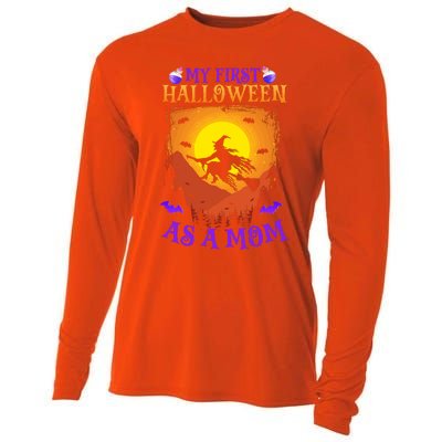 My First Halloween As A Mom New Mother Mom To Be Halloween Gift Cooling Performance Long Sleeve Crew