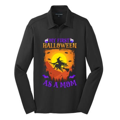 My First Halloween As A Mom New Mother Mom To Be Halloween Gift Silk Touch Performance Long Sleeve Polo