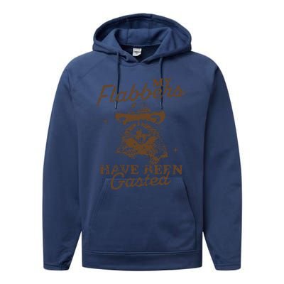 My Flabbers Have Been Gasted Distressed Retro Raccoon Performance Fleece Hoodie