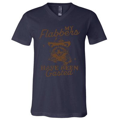 My Flabbers Have Been Gasted Distressed Retro Raccoon V-Neck T-Shirt