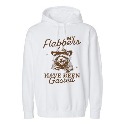 My Flabbers Have Been Gasted Distressed Retro Raccoon Garment-Dyed Fleece Hoodie