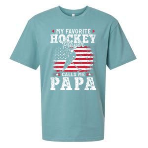 My Favorite Hockey Player Calls Me Papa Fathers Day Gift Sueded Cloud Jersey T-Shirt