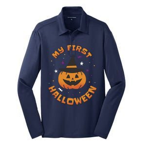 My First Halloween Pumpkin Silk Touch Performance Long Sleeve Polo