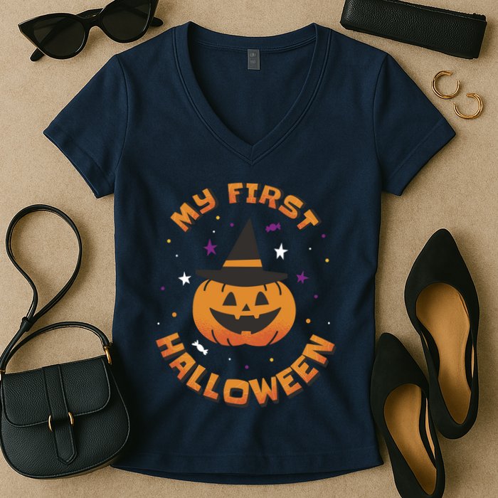 My First Halloween Pumpkin Women's V-Neck T-Shirt