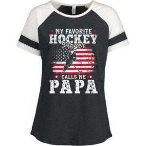 My Favorite Hockey Player Calls Me Papa Funny Gift For Fathers Day Enza Ladies Jersey Colorblock Tee