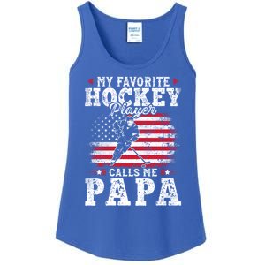 My Favorite Hockey Player Calls Me Papa Funny Gift For Fathers Day Ladies Essential Tank