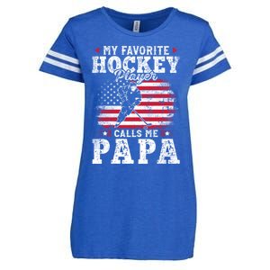 My Favorite Hockey Player Calls Me Papa Funny Gift For Fathers Day Enza Ladies Jersey Football T-Shirt