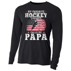 My Favorite Hockey Player Calls Me Papa Fathers Day Cooling Performance Long Sleeve Crew