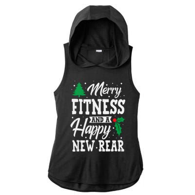 Merry Fitness Happy New Rear Workout Christmas Tank Top Ladies PosiCharge Tri-Blend Wicking Draft Hoodie Tank