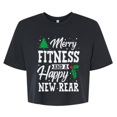 Merry Fitness Happy New Rear Workout Christmas Tank Top Bella+Canvas Jersey Crop Tee