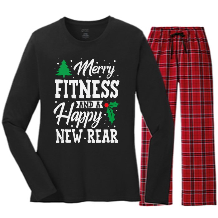 Merry Fitness Happy New Rear Workout Christmas Tank Top Women's Long Sleeve Flannel Pajama Set 