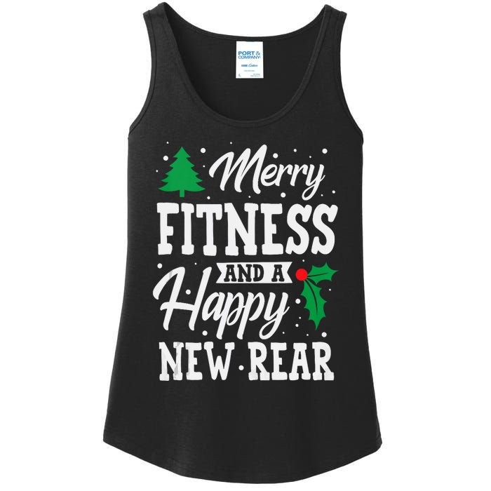 Merry Fitness Happy New Rear Workout Christmas Tank Top Ladies Essential Tank