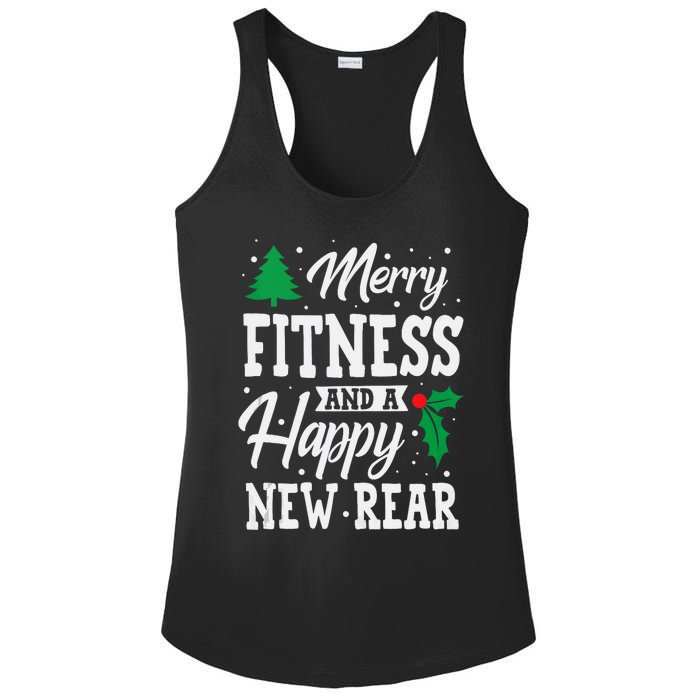 Merry Fitness Happy New Rear Workout Christmas Tank Top Ladies PosiCharge Competitor Racerback Tank