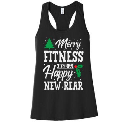 Merry Fitness Happy New Rear Workout Christmas Tank Top Women's Racerback Tank