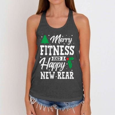 Merry Fitness Happy New Rear Workout Christmas Tank Top Women's Knotted Racerback Tank