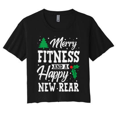 Merry Fitness Happy New Rear Workout Christmas Tank Top Women's Crop Top Tee