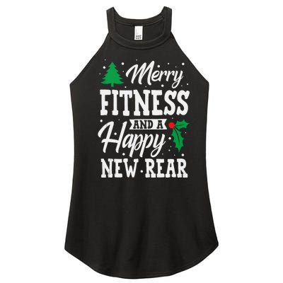 Merry Fitness Happy New Rear Workout Christmas Tank Top Women's Perfect Tri Rocker Tank