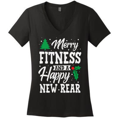 Merry Fitness Happy New Rear Workout Christmas Tank Top Women's V-Neck T-Shirt