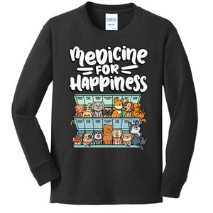 medicine for happiness pill box animals dog breeds puppies Kids Long Sleeve Shirt