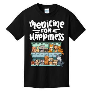 medicine for happiness pill box animals dog breeds puppies Kids T-Shirt