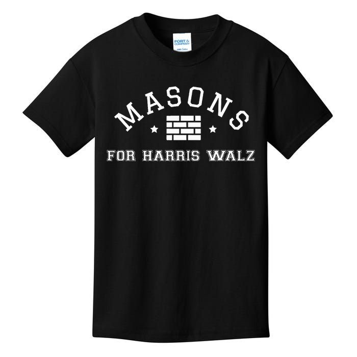 Masons For Harris Walz 2024 Election Vote Kamala Presidency Kids T-Shirt