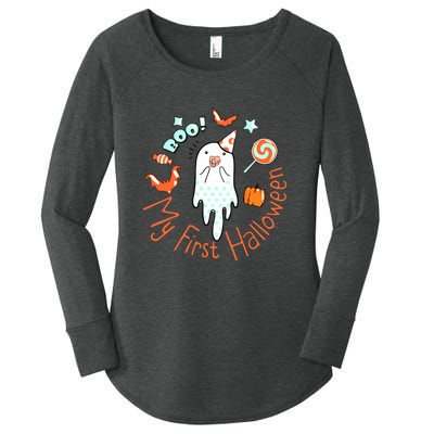 My First Halloween Cute Ghost Boho Baby Gift Women's Perfect Tri Tunic Long Sleeve Shirt