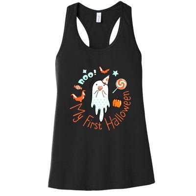 My First Halloween Cute Ghost Boho Baby Gift Women's Racerback Tank