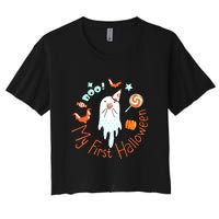 My First Halloween Cute Ghost Boho Baby Gift Women's Crop Top Tee