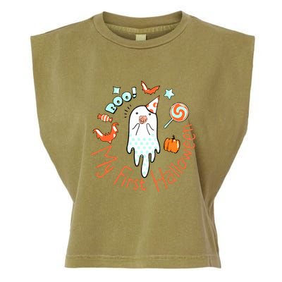 My First Halloween Cute Ghost Boho Baby Gift Garment-Dyed Women's Muscle Tee