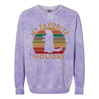 My Favorite Holiday Ground Hog Sunset Gift Groundhog Day Colorblast Crewneck Sweatshirt