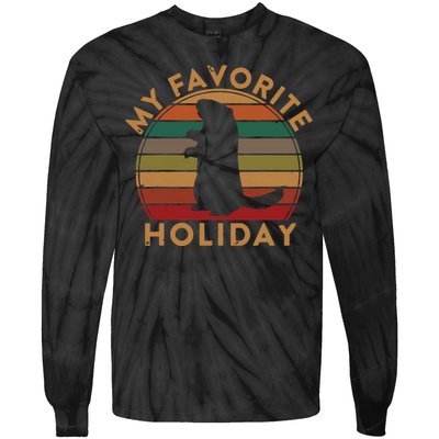 My Favorite Holiday Ground Hog Sunset Gift Groundhog Day Tie-Dye Long Sleeve Shirt