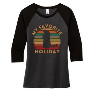 My Favorite Holiday Ground Hog Sunset Gift Groundhog Day Women's Tri-Blend 3/4-Sleeve Raglan Shirt