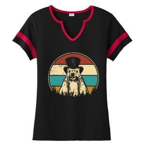 My Favorite Holiday Retro Groundhog Day Woodchuck Lover Ladies Halftime Notch Neck Tee