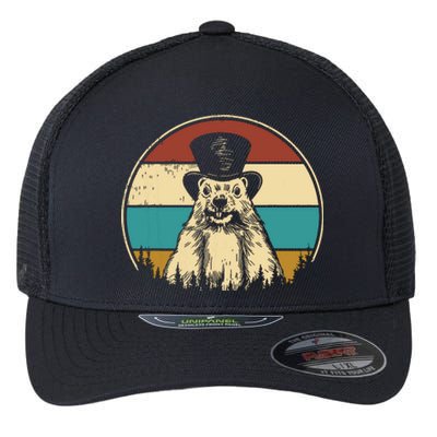 My Favorite Holiday Retro Groundhog Day Woodchuck Lover Flexfit Unipanel Trucker Cap