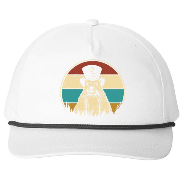 My Favorite Holiday Retro Groundhog Day Woodchuck Lover Snapback Five-Panel Rope Hat